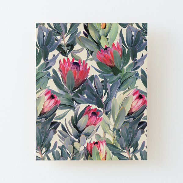 Painted Protea Pattern Wood Mounted Print