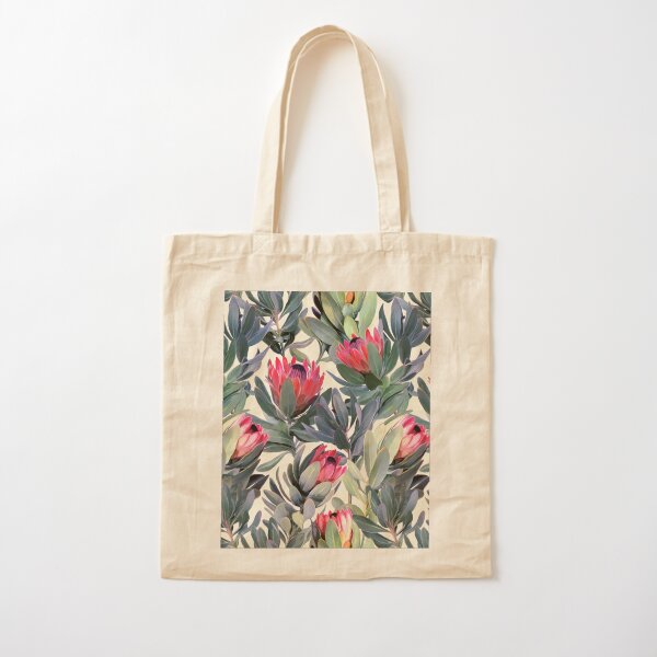 Painted Protea Pattern Cotton Tote Bag