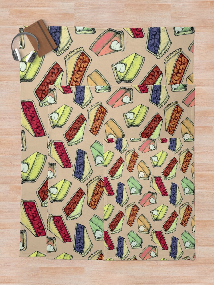 Thumbnail 5 of 6, Throw Blanket, Easy As Pie - cute illustrations of pie on neutral tan  designed and sold by PerrinLeFeuvre.