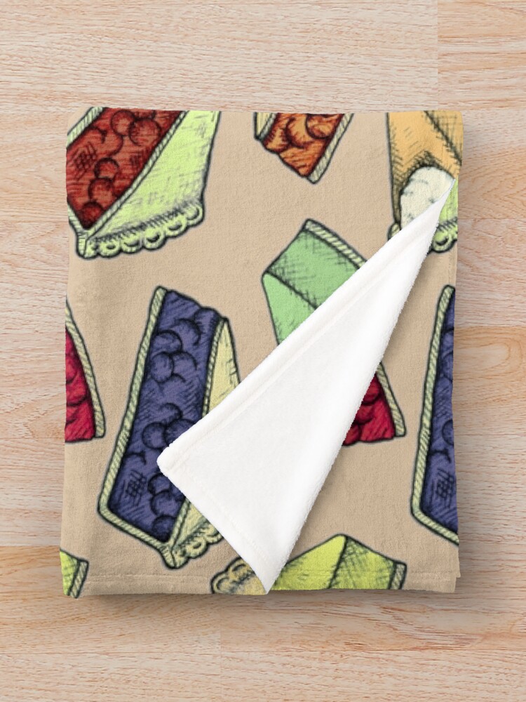Thumbnail 3 of 6, Throw Blanket, Easy As Pie - cute illustrations of pie on neutral tan  designed and sold by PerrinLeFeuvre.