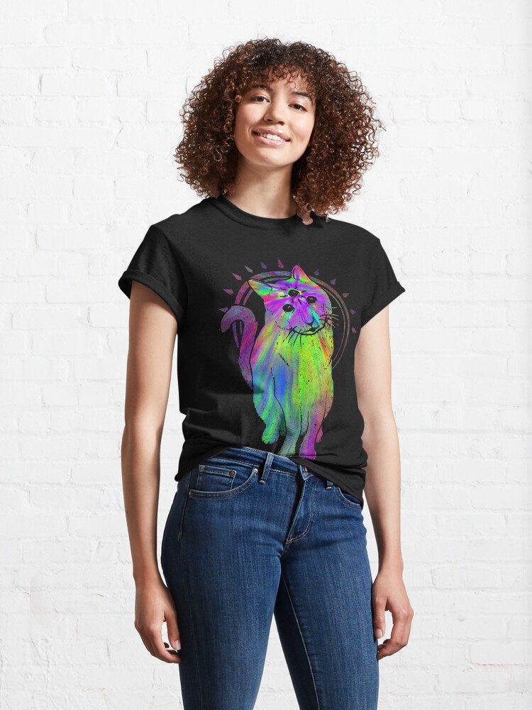 Alternate view of Psychic Psychedelic Cat Classic T-Shirt