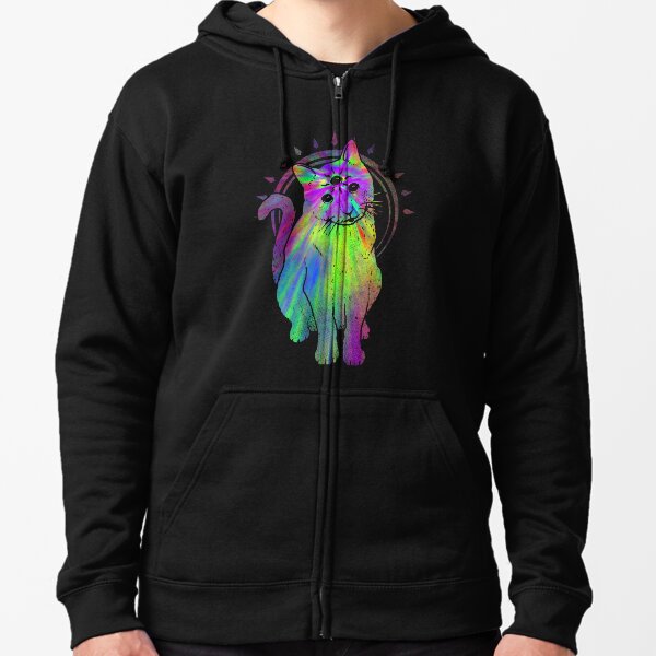 Psychic Psychedelic Cat Zipped Hoodie