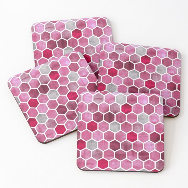 Item preview, Pink Ink - watercolor hexagon pattern designed and sold by micklyn.