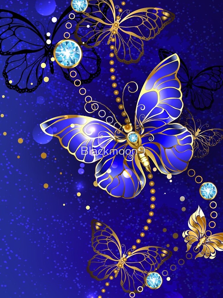 Blue Background with Sapphire Butterfly by Blackmoon9