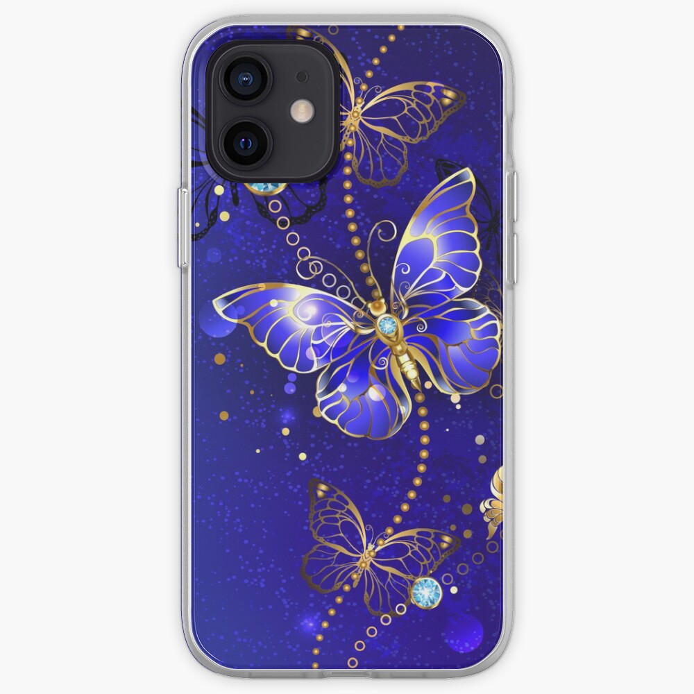 Blue Background with Sapphire Butterfly iPhone Case & Cover