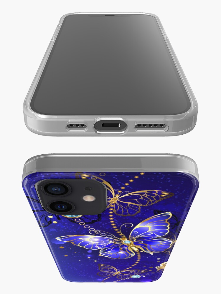 Alternate view of Blue Background with Sapphire Butterfly iPhone Case & Cover