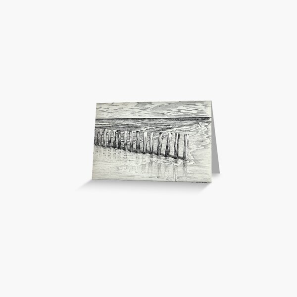 THE NORTH SEA BEACH - PEN DRAWING Greeting Card