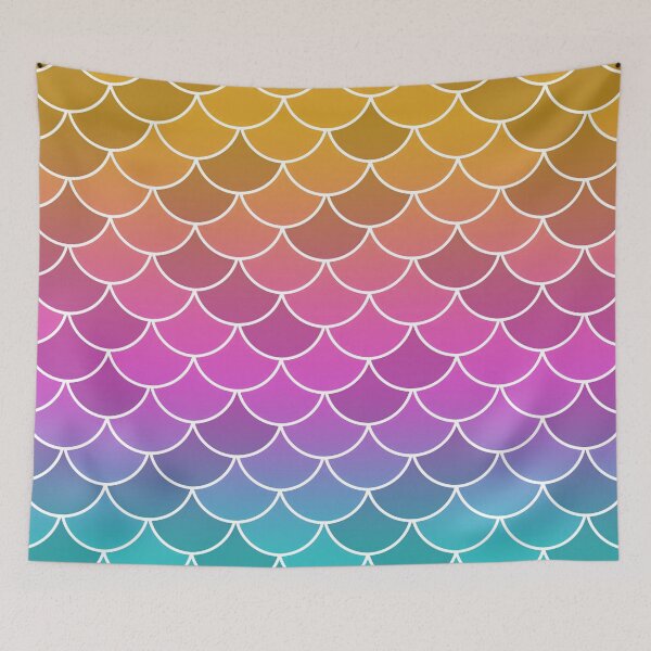 Item preview, Gold Pink Blue Fish Scales designed and sold by HomeLivingCo.