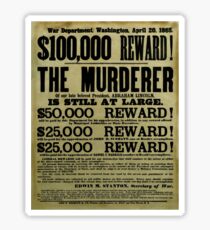 John Wilkes Booth Wanted Poster Sticker