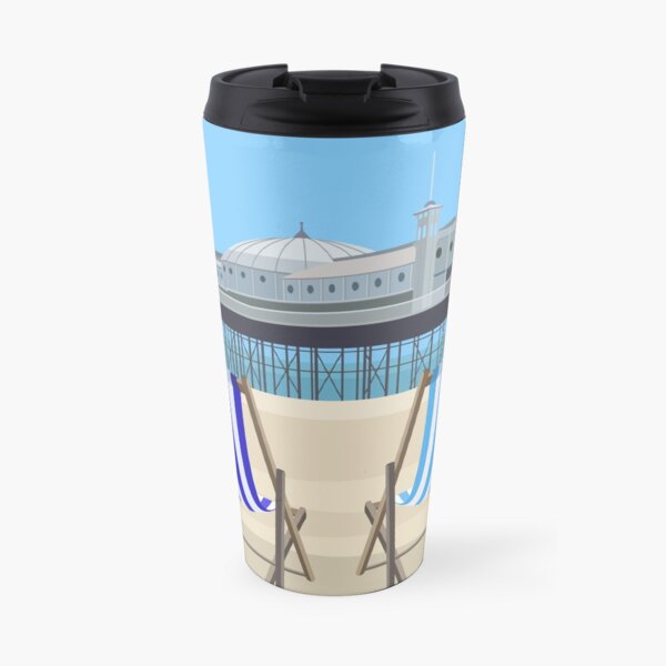 Brighton Pier and Beach, East Sussex Travel Mug