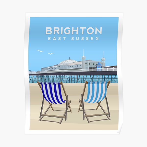 Brighton Pier and Beach, East Sussex Poster