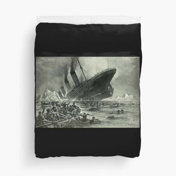 TITANIC. 1912, RMS Titanic, Cruise, Ship, Disaster, Untergang der Titanic by Willy Stower, 1912. Duvet Cover
