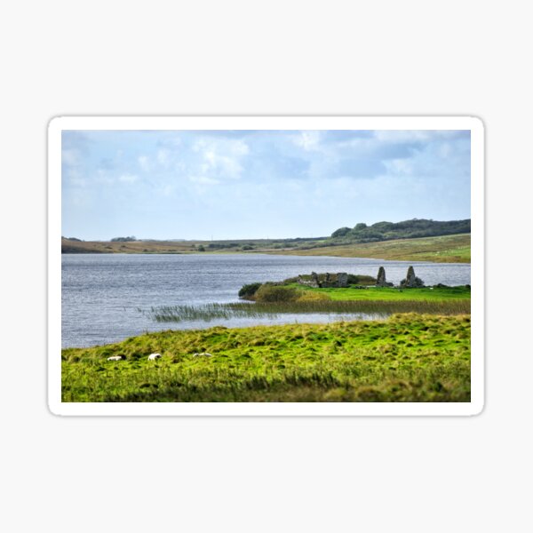 Finlaggan on the island of Eilean Mor in Loch Finlaggan, Islay, Scotland Sticker
