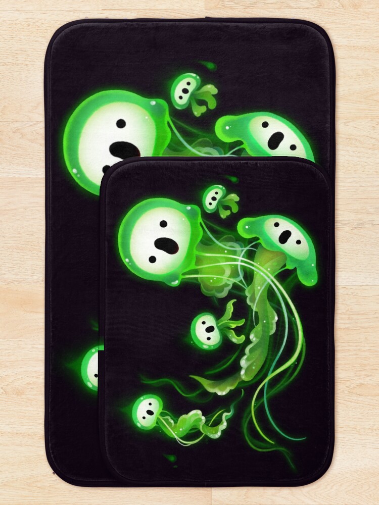 Thumbnail 5 of 6, Bath Mat, Ghost Jellyfish designed and sold by pikaole.
