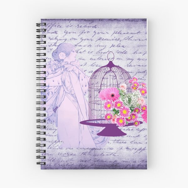 Item preview, Vintage Lady Birdcage & Flowers Purple Leter designed and sold by moondreamsmusic.