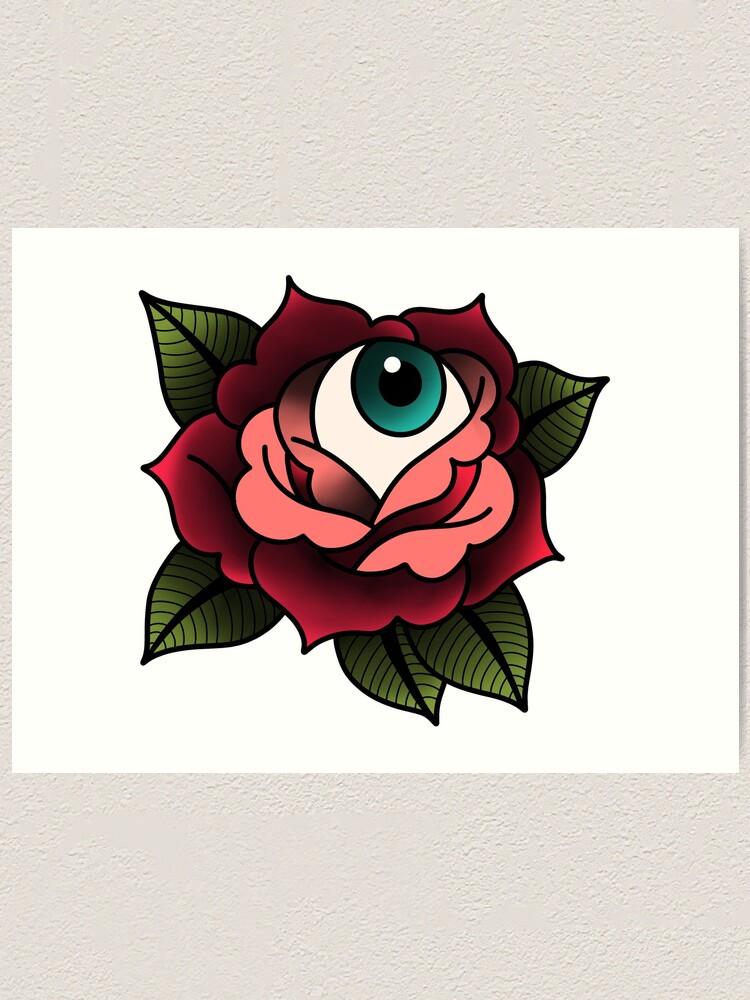 Rose and eye tattoo with sacred geometry frame Stock Vector  Adobe Stock