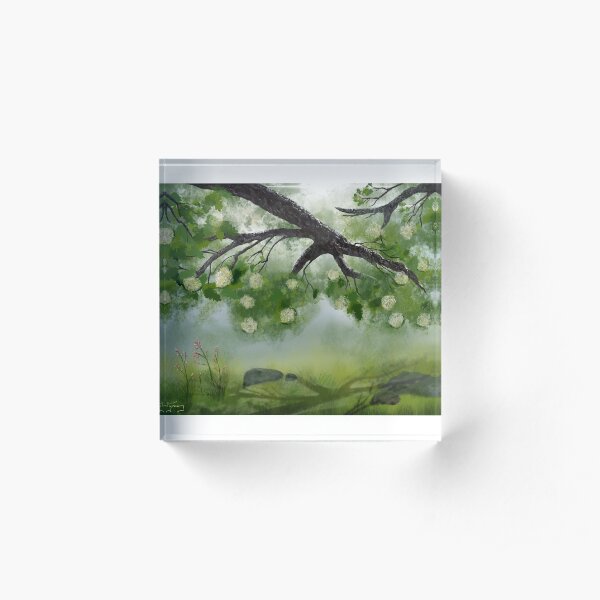 Hydrangea Shade Acrylic Block