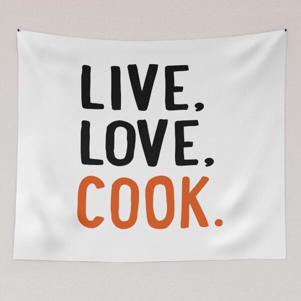 Artikelvorschau, live, love, cook entworfen und verkauft von Vectorqueen.