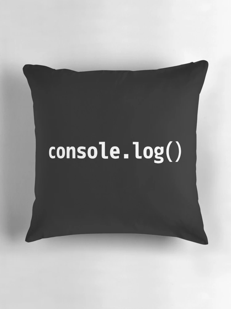Thumbnail 3 of 4, Pillow, console.log() - JavaScript/Web Developer White Text Design designed and sold by geeksta.