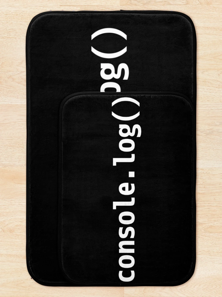 Thumbnail 5 of 6, Bath Mat, console.log() - JavaScript/Web Developer White Text Design designed and sold by geeksta.