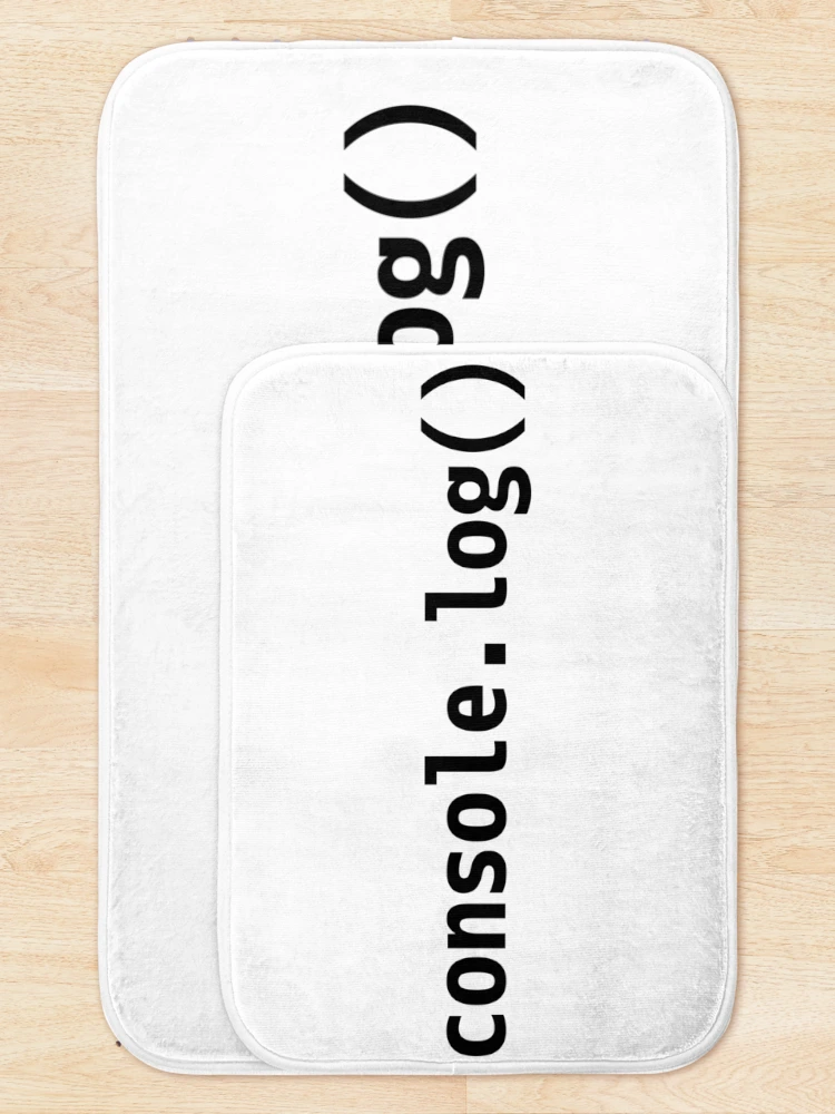 Thumbnail 5 of 6, Bath Mat, console.log() - JavaScript/Web Developer Black Text Design designed and sold by geeksta.