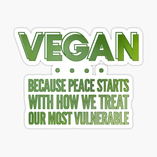 Vista previa del artículo con la obra «Vegano: porque la paz comienza con la forma en que tratamos a nuestros más vulnerables», diseñado y vendido por GreenSlate.