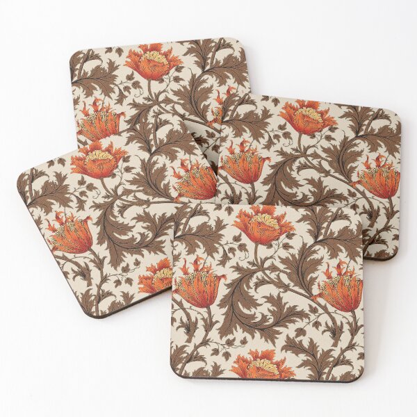 Item preview, William Morris Anemone, Beige, Brown and Rust Orange  designed and sold by Marymarice.
