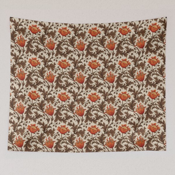 Item preview, William Morris Anemone, Beige, Brown and Rust Orange  designed and sold by Marymarice.