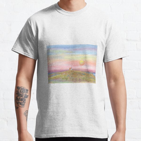 Best Friends, original watercolor painting by Pamela Parsons. Childhood, little boy, little girl, sunset, beach, ocean Classic T-Shirt