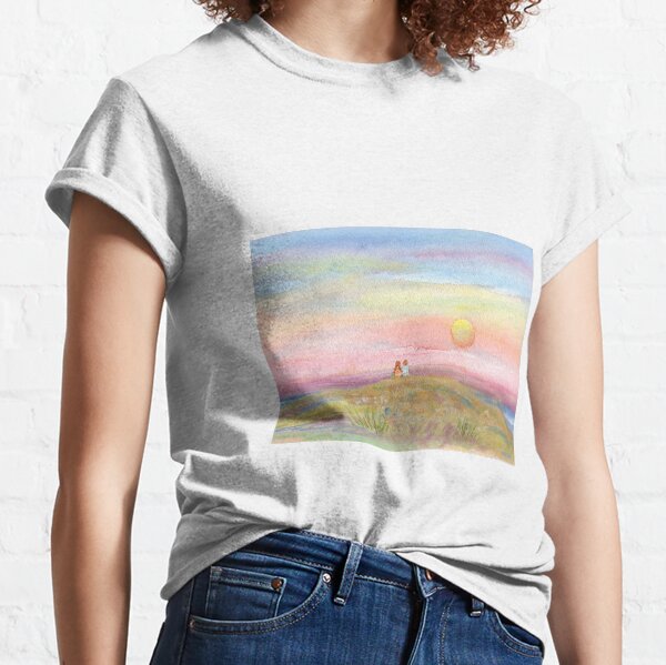 Best Friends, original watercolor painting by Pamela Parsons. Childhood, little boy, little girl, sunset, beach, ocean Classic T-Shirt