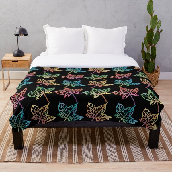 Item preview, Colorful fall leaves pattern with black background designed and sold by Virginia Skinner.