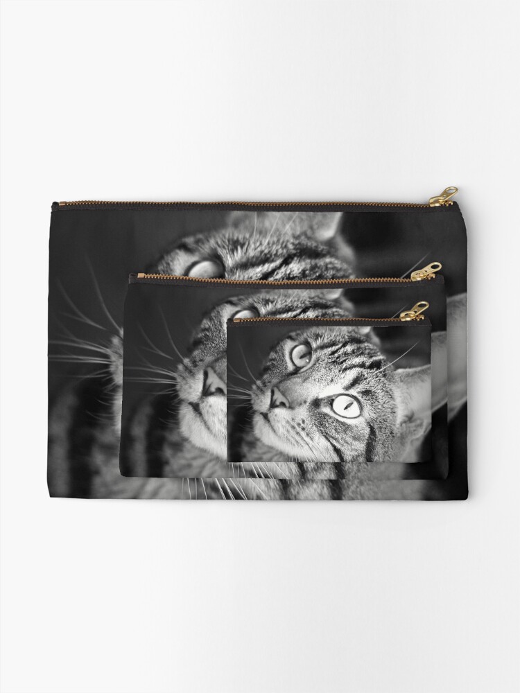 Alternate view of Tabby Cat Goddess Athena in Black and White Zipper Pouch