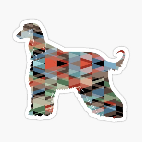 Afghan Hound Geometric Dog Breed Silhouette - Plaid Sticker