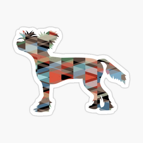 Chinese Crested Colorful Geometric Pattern Silhouette Plaid Sticker