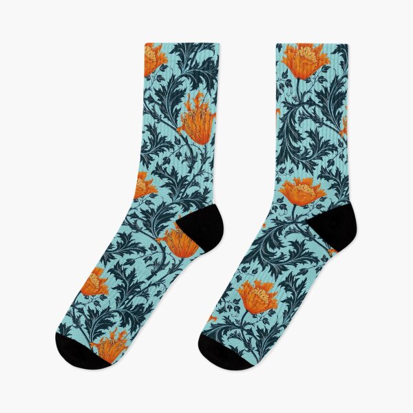 Item preview, William Morris Anemone, Indigo Blue and Coral designed and sold by Marymarice.