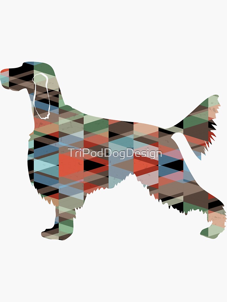 Gordon Setter Dog Dog Breed Silhouette Geometric Pattern Plaid by TriPodDogDesign