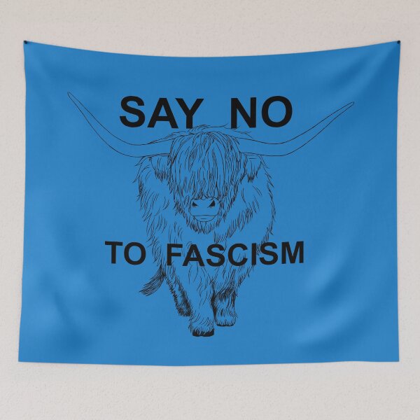 Item preview, Cow Says No To Fascism designed and sold by WeirdArtsyLou.