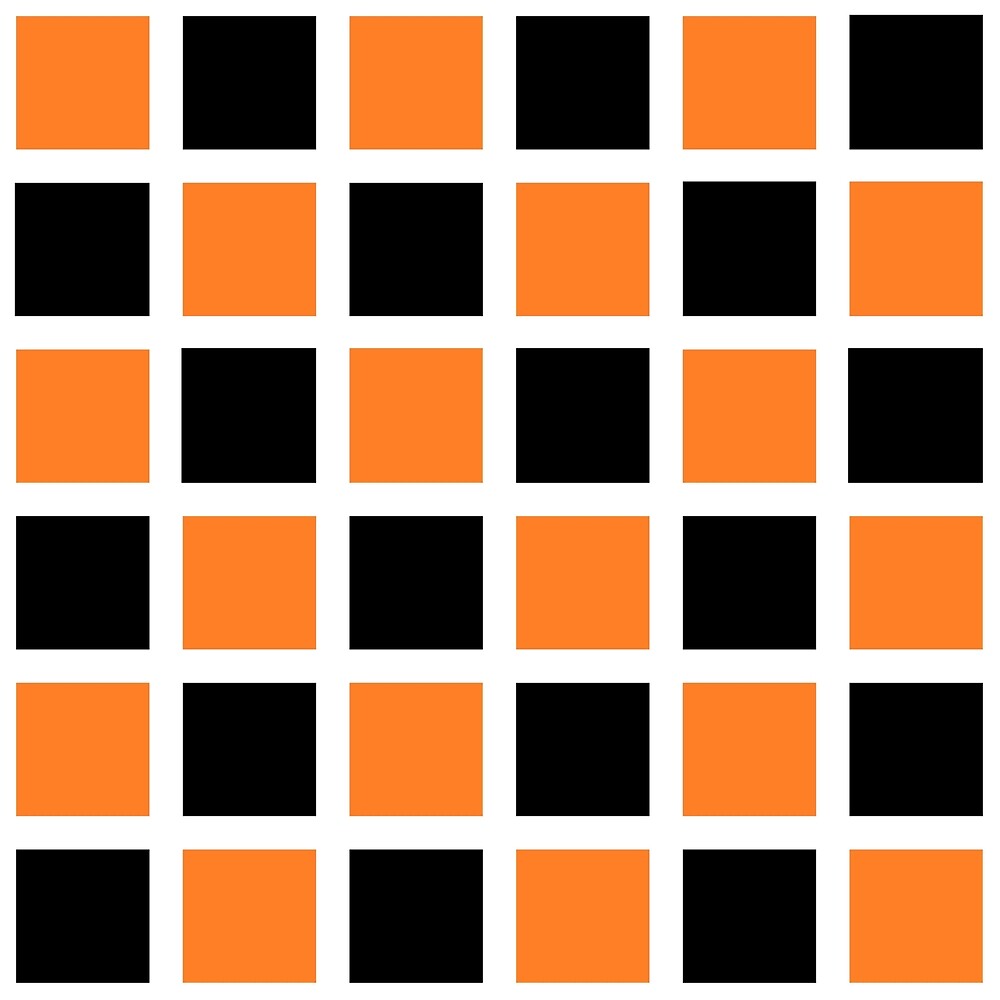 "Orange and Black Squares White " by lornakay Redbubble