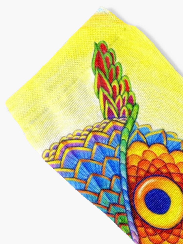 Thumbnail 2 of 5, Socks, Colorful Psychedelic Rainbow Owl designed and sold by lioncrusher.