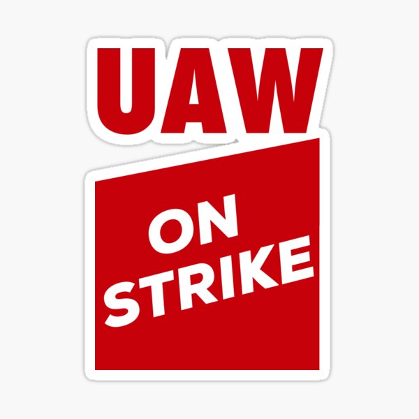 "UAW On Strike (Red)" Sticker by brizodesign Redbubble