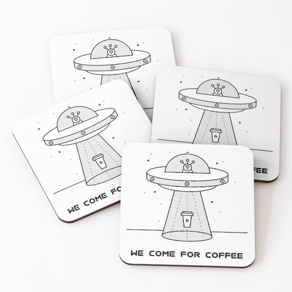 Item preview, Alien Space Coffee Funny Illustration designed and sold by StudioUnrefined.