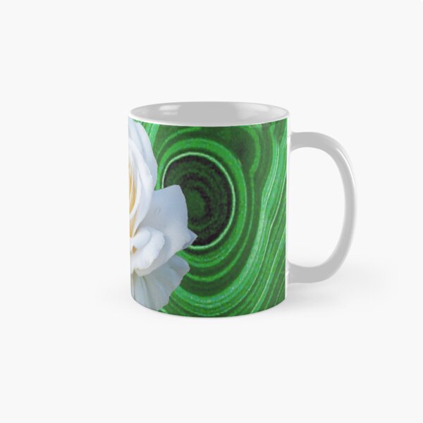 Item preview, GREEN RUSSIAN MALACHITE WHITE CREAMY ROSE ART designed and sold by sharlesart.