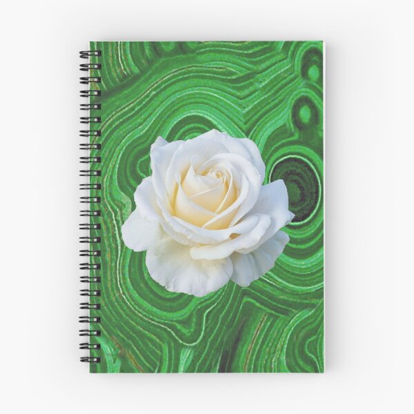 Item preview, GREEN RUSSIAN MALACHITE WHITE CREAMY ROSE ART designed and sold by sharlesart.