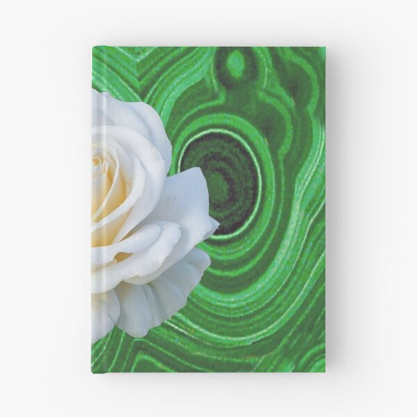 Item preview, GREEN RUSSIAN MALACHITE WHITE CREAMY ROSE ART designed and sold by sharlesart.
