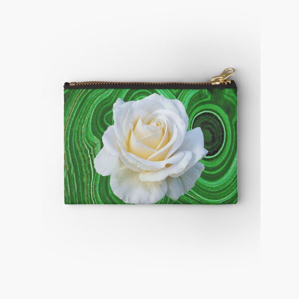 Item preview, GREEN RUSSIAN MALACHITE WHITE CREAMY ROSE ART designed and sold by sharlesart.