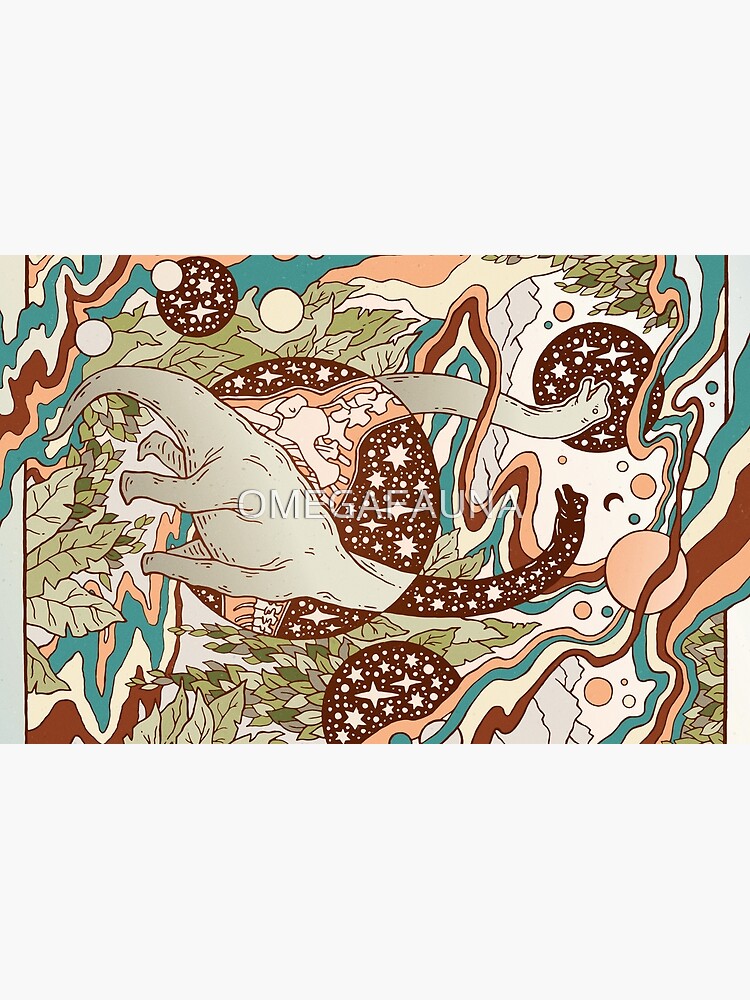 Jurassic Portal | Retro Rainbow Palette | Dinosaur Science Fiction Art by OMEGAFAUNA