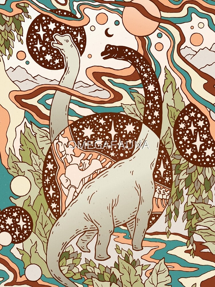 Jurassic Portal | Retro Rainbow Palette | Dinosaur Science Fiction Art by OMEGAFAUNA