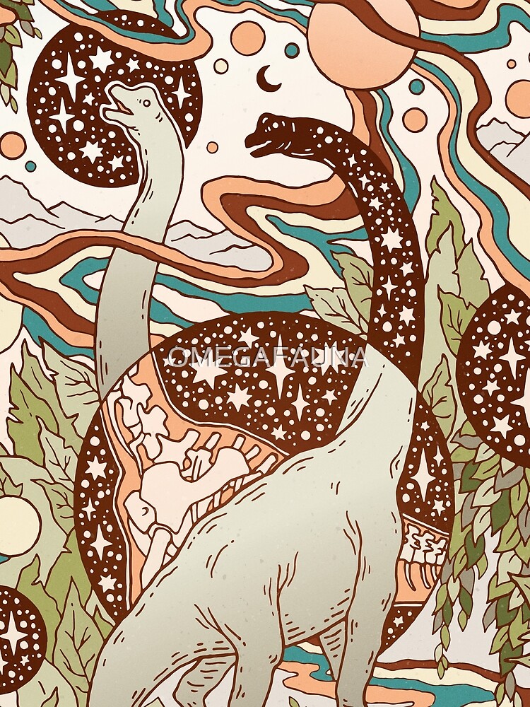 Jurassic Portal | Retro Rainbow Palette | Dinosaur Science Fiction Art by OMEGAFAUNA