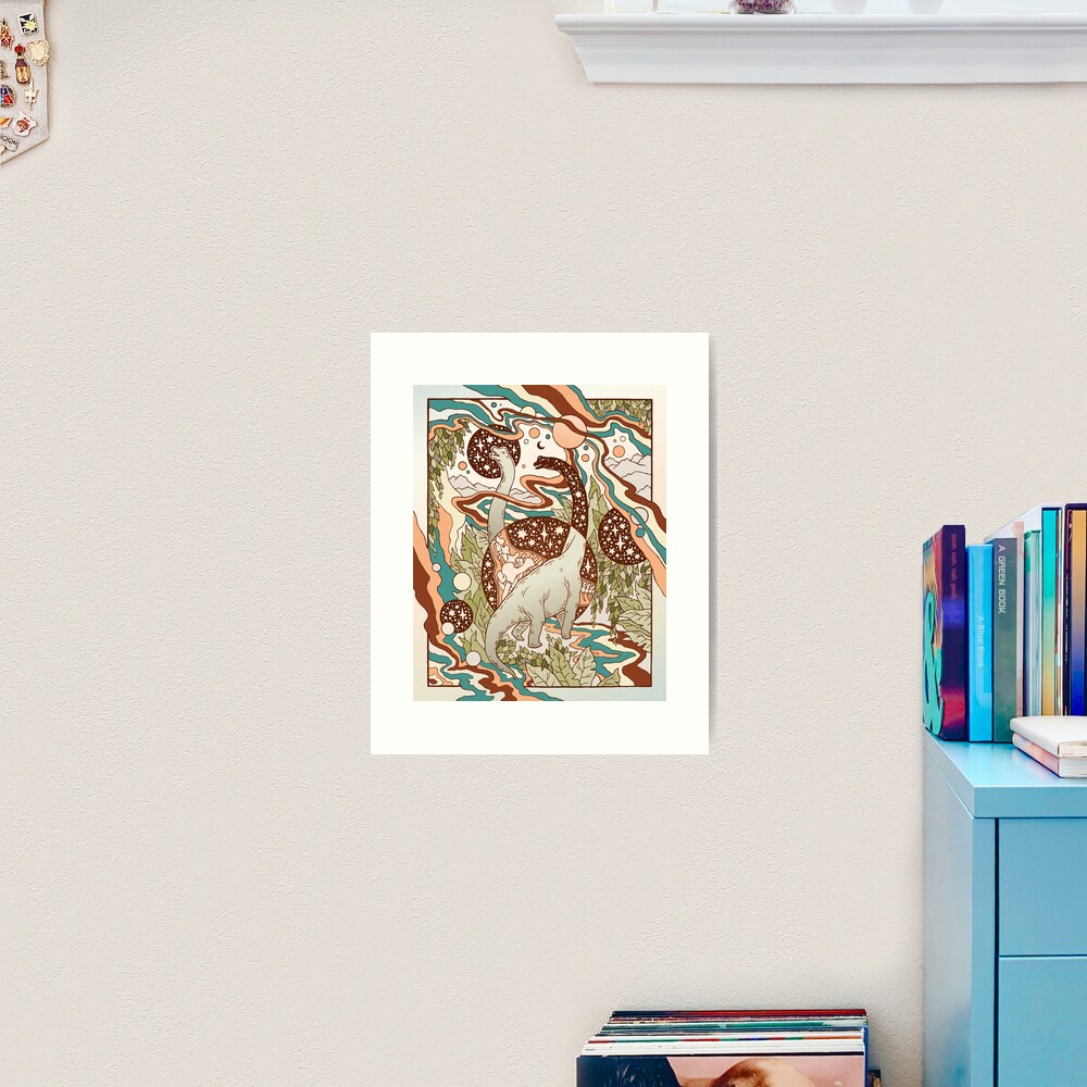 Jurassic Portal | Retro Rainbow Palette | Dinosaur Science Fiction Art Art Print
