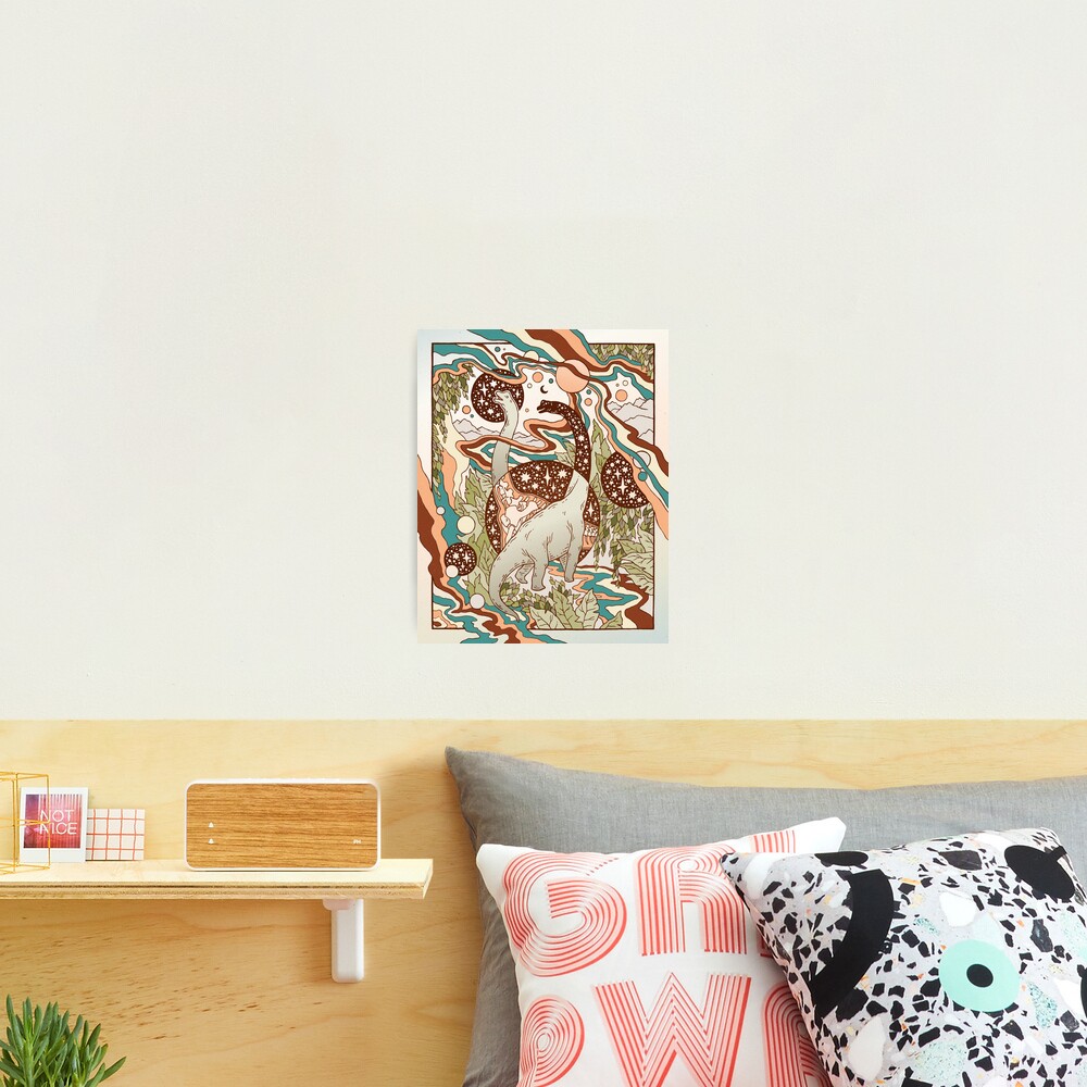 Jurassic Portal | Retro Rainbow Palette | Dinosaur Science Fiction Art Photographic Print